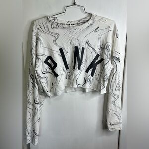 VS Pink Custom Cropped Marble Pullover Sweatshirt